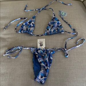 Blue Floral Bikini Set